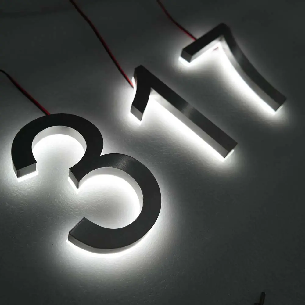 Light Up Numbers Professional Custom Outdoor 3d Lighted House Number Sign Letters Led Backlit Stainless Steel Number