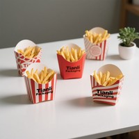 Boîte d'emballage jetable personnalisée pour frites Boîte en papier pour poulet frit Boîte de plastification mate pour aliments français