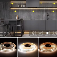 Tira de LED COB de 24V con efecto de agua corriente, 360 LED/m, alto CRI90, alto brillo, para iluminación lineal de techo en el hogar