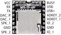 Aismartlink YX5200 DFPlayer Mini MÓDULO DE REPRODUCTOR DE MP3 Placa de decodificación de voz MP3 compatible con tarjeta TF u-disk IO/puerto serie/AD
