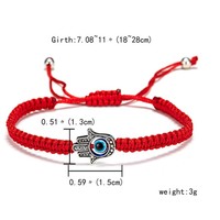 Turc Main Tressé Bleu Oeil Perles Bracelet Chanceux Rouge Chaîne Charme pour Femmes et Hommes Plaqué Or Mode Amitié Bijoux