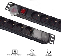 Euro 220V 240V 16A 8 voies prises d'extension d'alimentation unité de Distribution serveur Rack 1U 19 pouces PDU standard