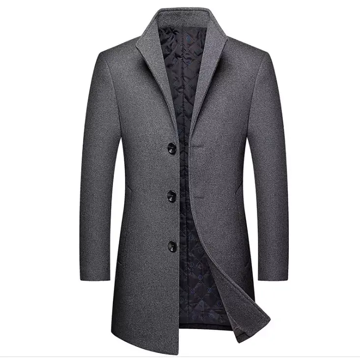 New Trend Long Wool Overcoat For Men Thick Winter Men's High Quality Trench Coat Slim Fit Overcoat