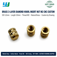 Inserts filetés en laiton à trois niveaux, moletés diamant, pour injection plastique CNC de précision, non standard, OEM