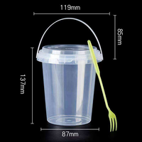 Seau à boisson en plastique transparent 1L avec couvercle 1000ml PP tasse à jus pour bouteilles de boisson au lait thé fruits