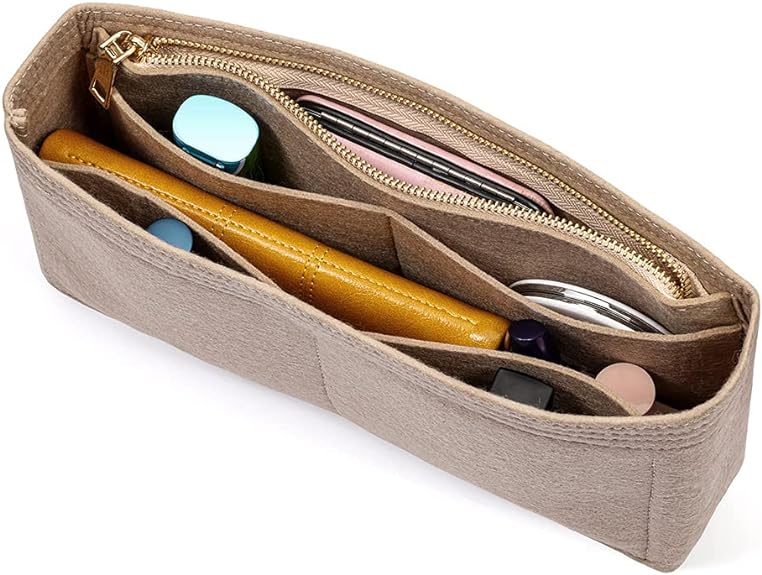 Soyizom Organizer Per Borsa In Feltro Beige – Multi-tasca, Misura Media, Per Tenere In Ordine Borse E Borsoni