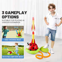 Máquina de Ejercicio y Juego 3 en 1 con Diseño de Mariquita, Música, Control Remoto, Juguete de Saltar con Cuerda y Juego de Cohete de Empuje para Niños
