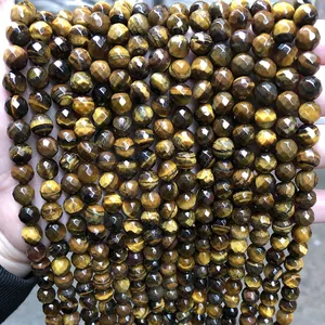 Factory Price 6mm 8mm 10mm Brown Color Bulk Beads Round Loose Beads Natural Yellow Tiger Eye Beads For DIY Jewelry