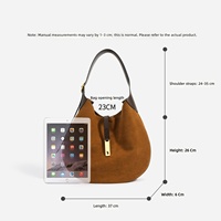 Tas Hobo Kulit Asli Premium Berkualitas Tinggi Buatan Tangan dengan Aksen Patchwork Suede, Serbaguna untuk Wanita