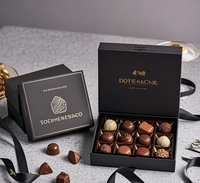 Boîte en Papier Personnalisée de Luxe Haut de Gamme pour Truffes au Chocolat Noir, Coffret Cadeau d'Emballage Chocolat de Luxe