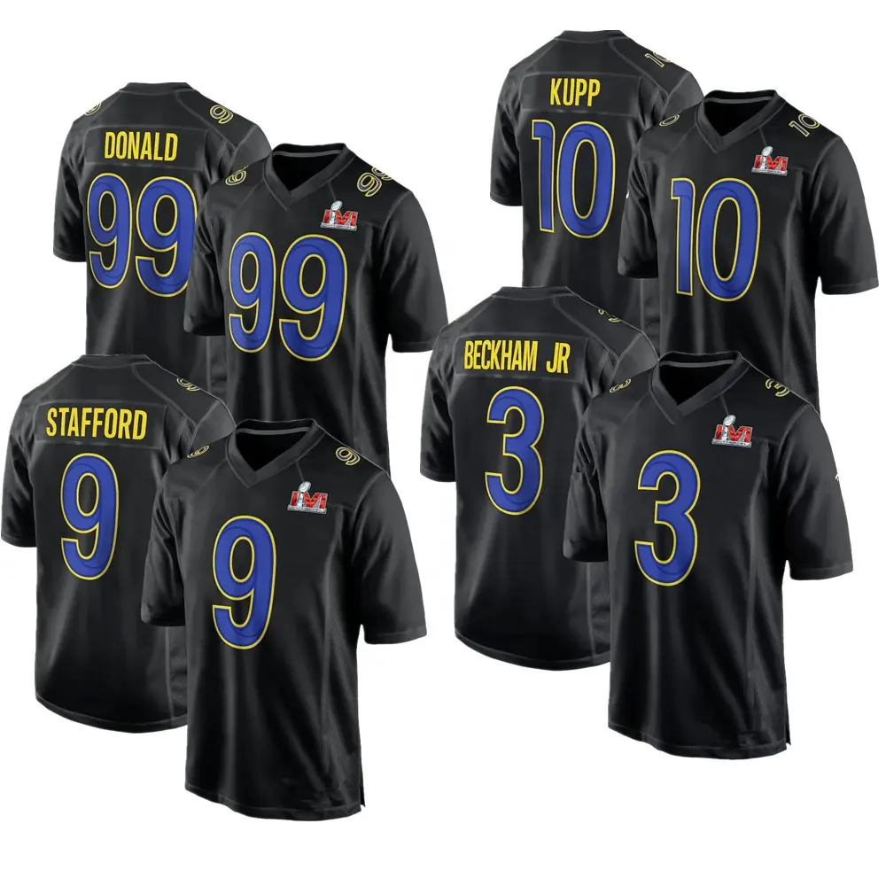 Maillot de corps pour homme, 3 Beckham Jr. 99 Donald 10 Kupp 9, Super bol cousu LVI, jeu à la mode-noir