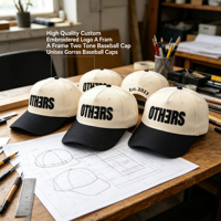 Casquette de baseball unisexe personnalisée avec broderie 3D, 100% coton, 5 panneaux, visière incurvée, bicolore