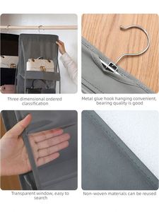 3-<b>Shelf</b> Stainless Steel Fabric Hanging Classic Design Wardrobe Organizer with Flexible Storage for Clothes & Handbags - Product Image 3