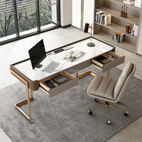 Bureau d'ordinateur en cuir pleine fleur le plus vendu, bureau de direction moderne et minimaliste, table de bureau de luxe au design innovant, mobilier de bureau