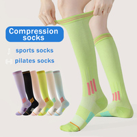 Chaussettes de compression athlétiques antibactériennes en jacquard pour femmes, antidérapantes, respirantes, séchage rapide, été, Pilates, course à pied, logo personnalisable