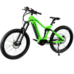 High Quality Soft Tail 48v 14Ah Lithium Battery e bike bicycle mid drive downhill off road Green electric mountain bike