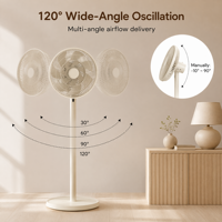 Ventilateur sur pied électrique à double couche, 7 pales, 12 pouces, silencieux, hauteur réglable, moteur BLDC, télécommande, 8 vitesses, économe en énergie