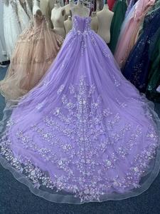 Robes de Quinceañera de Luxe 2026 en Tulle Lilas avec Appliques, Modèle Princesse sans Manches, pour Cérémonie et Carnaval – Vente en Gros et Personnalisation - Product Image 4