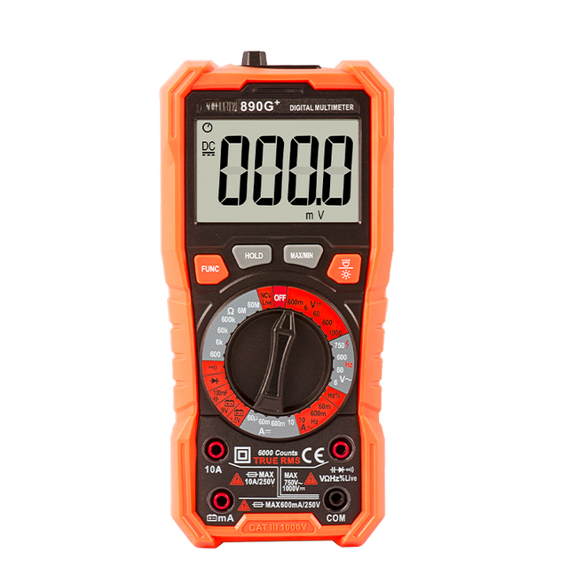 890G+ 6000 counts LCD Display True RMS Digital Multimeter Manual Range DC 1000V AC 10A Professional Meter