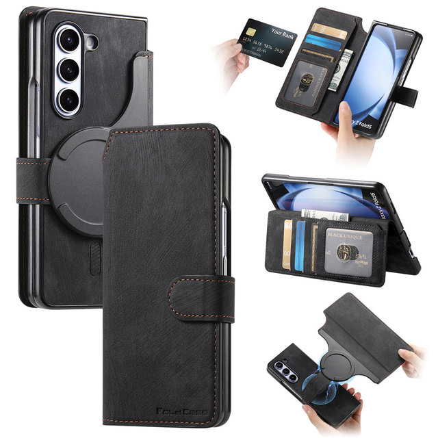 Luxury 2 in 1 Detachable Cards Solt Wallet Phone Case for Samsung Galaxy Z Fold 6 5 4 3 Leather Cover