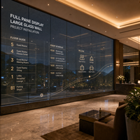 Écran LED transparent grand format personnalisé pour le projet de mur en verre du hall d'hôtel