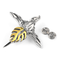 Badge de revers 3D personnalisé en métal, bicolore or et argent, en alliage de zinc moulé sous pression, emblème émaillé souple, broche pour costume et uniforme