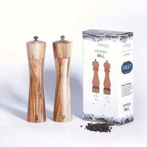 Moulin à sel et poivre manuel en bois de 6 pouces, rechargeable, avec réglage de la grosseur, rotor en céramique, pour la maison - Vente en gros - Product Image 2