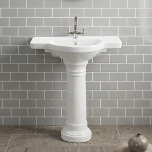 White Ceramic Pedestal <b>Wash</b> Basin Big Size Lavabo Sink <b>Set</b> Newly Designed Sustainable India Wholesale Factory - Product Image 1