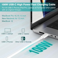 Cable de Carga Rápida Premium con E-Marker de 1M/3.3FT 5A USB Tipo C a USB Tipo C PD 100W para Apple Macbook Notebook
