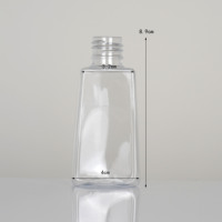 Bouteille trapézoïdale transparente en PET avec bouchon à clapet, vente en gros d'usine, logo personnalisé, emballage vide pour cosmétiques, lotions et shampoings de voyage