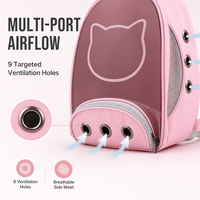 Sac à dos de transport pour animaux de compagnie, pliable et portable, avec fenêtre transparente en forme de capsule spatiale, motif silhouette de chat rose, maille respirante et œillets, idéal pour les voyages et les randonnées