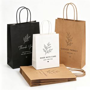 ถุงกระดาษคราฟท์สีน้ำตาลพิมพ์โลโก้พร้อมหูหิ้ว สำหรับบรรจุภัณฑ์สินค้า ของขวัญธุรกิจ โปรโมชั่น  รับผลิตตามแบบ - Product Image 1