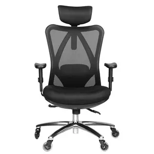 Schwarze Mesh-Stühle mit hoher Rückenlehne und atmungsaktiven Büros tühlen aus Mesh Verstellbarer Schreibtischs tuhl mit Lordos stütze und Rollen blättern
