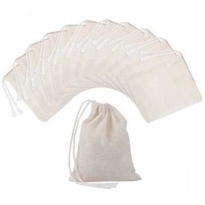 Pochette en coton biologique avec cordon de serrage, impression de logo personnalisée, emballage cadeau et artisanat biodégradable, toile beige - Product Image 5