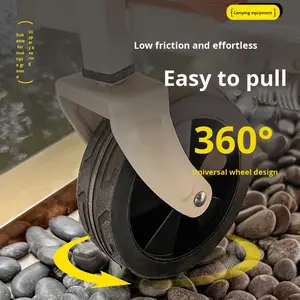 Chariot de camping pliable à 4 roues, chariot de pique-nique portable à pousser à la main, remorque de camping grande capacité en métal orange et noir - Product Image 2