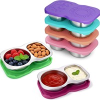 Mini-récipient de cuisine en acier inoxydable à 2 compartiments pour vinaigrettes et salades, 150 ml, boîte fraîcheur réutilisable, sans BPA, sans phtalates