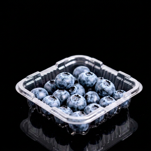 Clear PLA Fruit Punnets Disposable Clamshell Packaging Food Grade Recyclable <b>Box</b> <b>Plastic</b> Punnets for Blueberry Cherry <b>Display</b> - Product Image 1