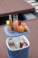Table de bar fraîcheur 2-en-1 avec seau à glace intégré et poignée, en plastique, pour terrasse extérieure