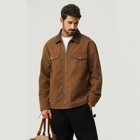 Veste en toile vintage sur mesure, style streetwear, lavée, grande taille, fermeture éclair, veste de travail en toile épaisse pour homme