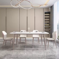 Ensemble de table à manger carrée moderne en pierre frittée de luxe avec 6 chaises, imperméable et écologique, pour la maison, le restaurant, la salle à manger