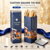 Maßgefertigte Extra Hohe Quadratische Blechdose mit Traditioneller Chinesischer Kunst für Keks-Snack-Geschenkverpackung Individuelles Logo OEM ODM