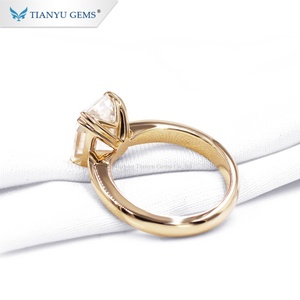 Tianyu แหวนเพชรโมอิสทองคำ14K 18K สีเหลืองทอง4CT ตัดมรกตหลักแหวนทอง - Product Image 3