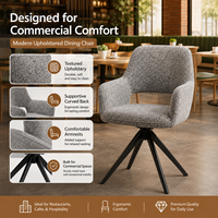 Fauteuil de salle à manger en tissu tressé motif étain avec dossier incurvé et base métallique à quatre branches pour café, boulangerie et pâtisserie