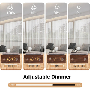 Réveil numérique en bois <span class=keywords><strong>Radio</strong></span> FM votre Station de charge rapide sans fil avec variateur à 3 niveaux affichage LED minuterie de sommeil - Product Image 4