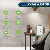 Stopkontak USB 4.8A USB C/A Kecepatan Tinggi 2 Port USB A + 2 Port Tipe-C Soket Multi-Plug Vertikal Pengganti Stopkontak Listrik AC 15A