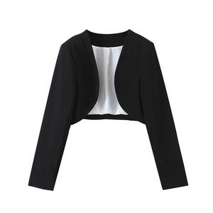 Cárdigan de Traje para Mujer Tallas Grandes, Chaqueta Tejida Negra de Color Sólido N8286, Estilo Otoñal Ajustado - Product Image 4