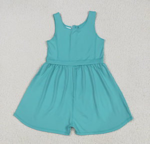 Girls 2 <b>Pc</b> <b>Set</b> Sleeveless Top Skirt Solid Color Teal Breathable Yoga Active Wear - Product Image 3