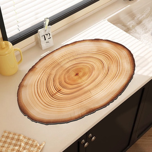 Kitchen Countertop <b>Mat</b> Oval Non-Slip Natural Rubber Drain <b>Mat</b> For Sink Coffee <b>Bar</b> Use - Product Image 3