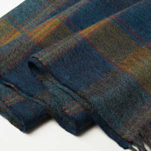 Bufanda a cuadros cepillada tejida de Cachemira pura <span class=keywords><strong>C</strong></span> para chal de hombre con tartán comprobado OEM personalizar lana lujosa - Product Image 6