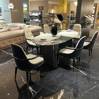 Ensemble de table à manger haut de gamme pour 6 personnes avec chaises pour la maison, table à manger en marbre naturel avec chaises pour villa